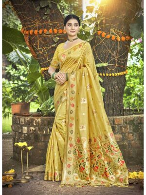 Yellow Color Assam Silk Saree