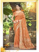 Orange Color Assam Silk Saree