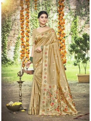 Beige Color Assam Silk Saree