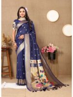 Nevy Blue Color Paithani Silk Saree