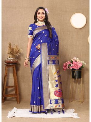 Royal Blue Color Paithani Silk Saree