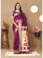 Wine Color Paithani Silk Saree