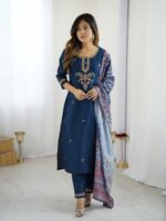Teal Blue Color Readymade Salwar Suit