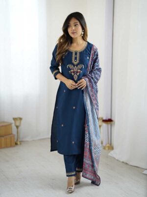 Teal Blue Color Readymade Salwar Suit