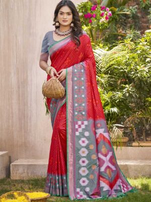 Red Color Pochampalli Silk Saree