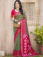 Mahendi Green Color Pochampalli Silk Saree