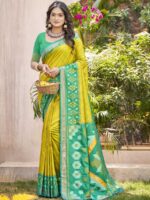 Lemon Color Pochampalli Silk Saree