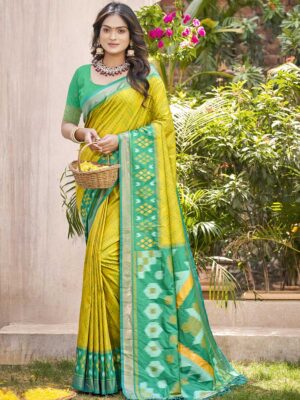 Lemon Color Pochampalli Silk Saree