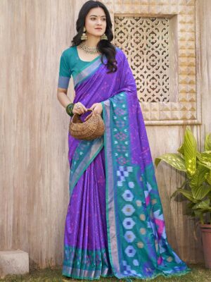 Violet Color Pochampalli Silk Saree