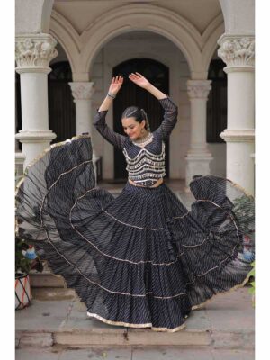 Black Color Faux Georgette Lehenga Choli