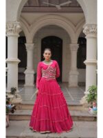 Pink Color Faux Georgette Lehenga Choli