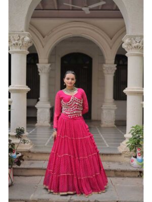 Pink Color Faux Georgette Lehenga Choli