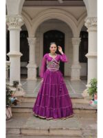 Purple Color Faux Georgette Lehenga Choli
