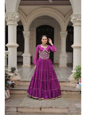 Purple Color Faux Georgette Lehenga Choli