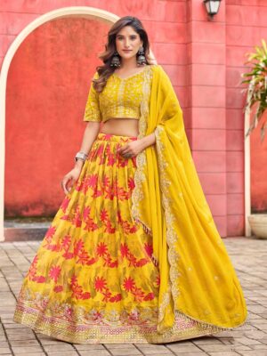Yellow Color Taby Silk Lehenga Choli