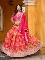 Pink Color Taby Silk Lehenga Choli