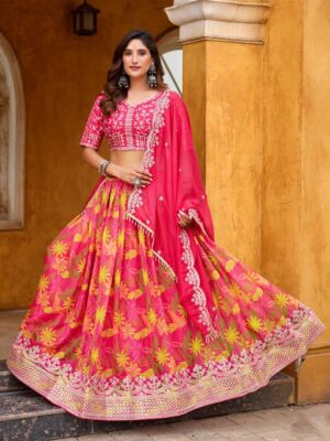 Pink Color Taby Silk Lehenga Choli