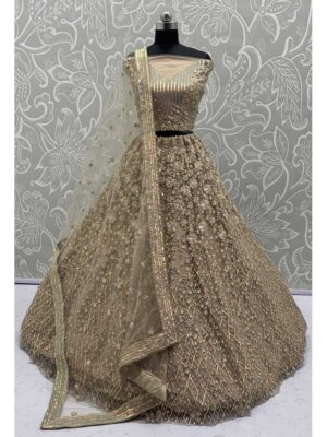 Golden Color Net Lehenga Choli
