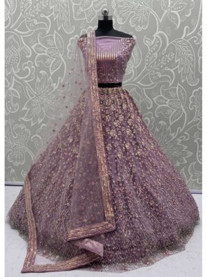 Purple Color Net Lehenga Choli