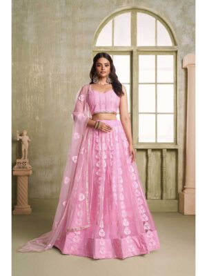 Pink Color Butterfly Net Lehenga Choli