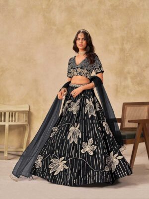 Black Color Art Silk Lehenga Choli