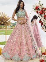 Pink Color Tissue Lehenga Choli