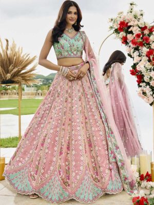 Pink Color Tissue Lehenga Choli