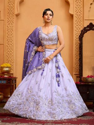 Lavender Color Tissue Lehenga Choli