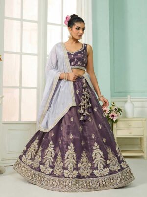 Purple Color Tissue Lehenga Choli