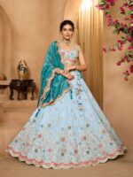 Sky Blue Color Tissue Lehenga Choli