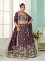 Purple Color Tissue Lehenga Choli