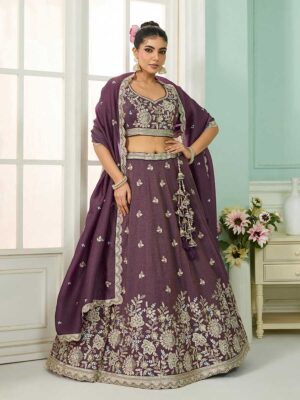 Purple Color Tissue Lehenga Choli