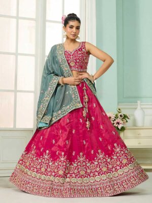 Pink Color Cosmos Silk Lehenga Choli
