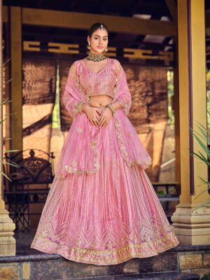 Pink Color Net Lehenga Choli