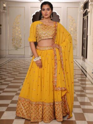 Yellow Color Georgette Lehenga Choli
