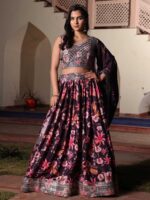 Purple Color Chinon Lehenga Choli