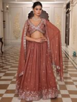 Brown Color Georgette Lehenga Choli