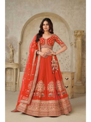 Orange Color Silk Lehenga Choli