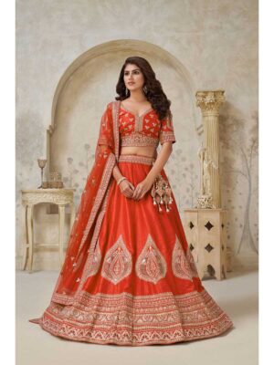 Orange Color Silk Lehenga Choli