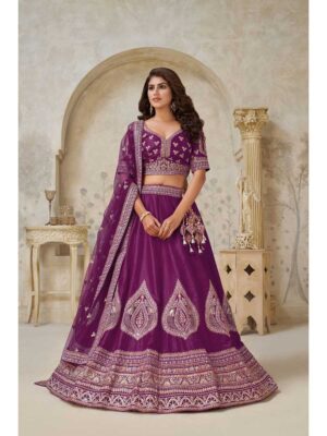 Wine Color Silk Lehenga Choli