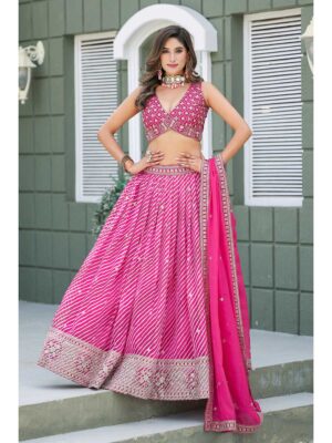 Pink Color Organza Lehenga Choli