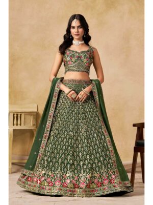Green Color Georgette Lehenga Choli