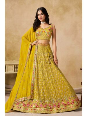 Yellow Color Georgette Lehenga Choli