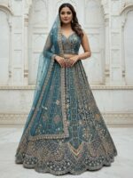 Firozi Color Organza Lehenga Choli