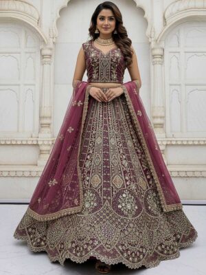 Purple Color Organza Lehenga Choli