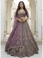 Lavender Color Organza Lehenga Choli