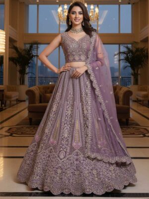 Purple Color Net Lehenga Choli