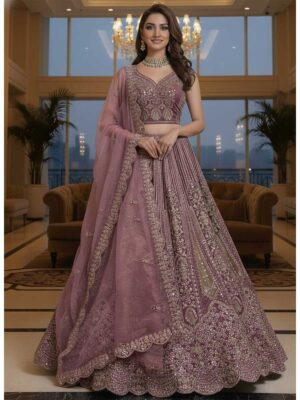 Onion Color Net Lehenga Choli