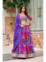 Lavender Color Organza Lehenga Choli