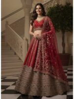 Red Color Gadhwal Silk Lehenga Choli